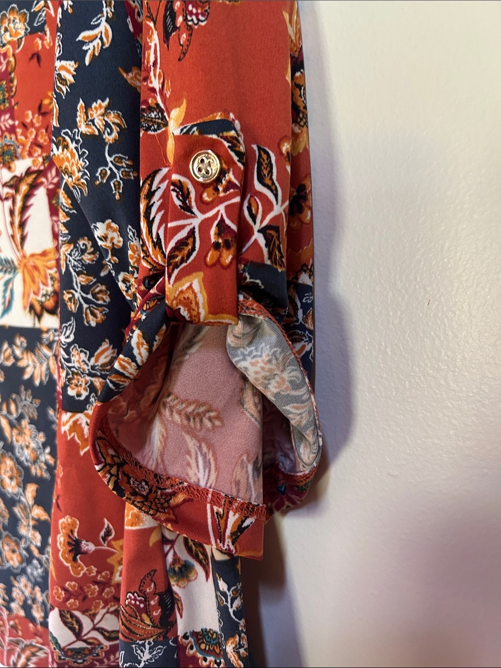 Women's Rust Floral Patchwork Top - Picture 4 of 5